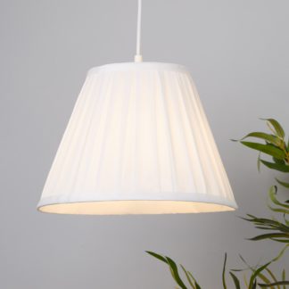 An Image of Raye Taper Pleat Silk Lamp Shade - 30cm - White