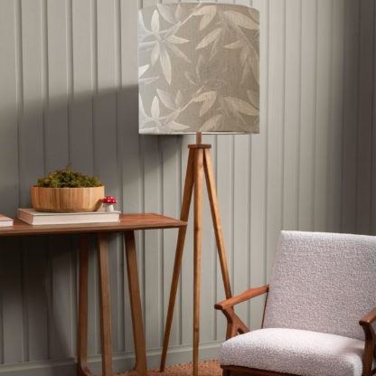 An Image of Aratus Tripod Floor Lamp with Silverwood Shade Silverwood Frost Grey