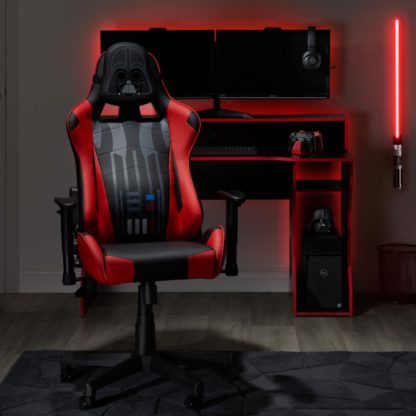 An Image of Disney - Darth Vader - Computer Gaming Chair - Red/Black - Faux Leather - Happy Beds