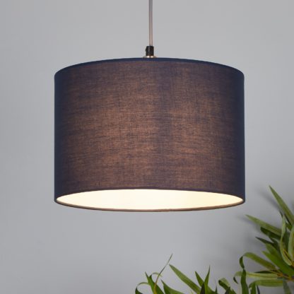 An Image of Clyde Drum Lamp Shade - 30cm - Navy