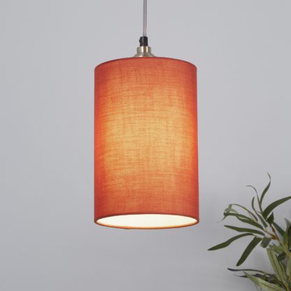 An Image of Clyde Cylinder Lamp Shade - 16cm - Terracotta