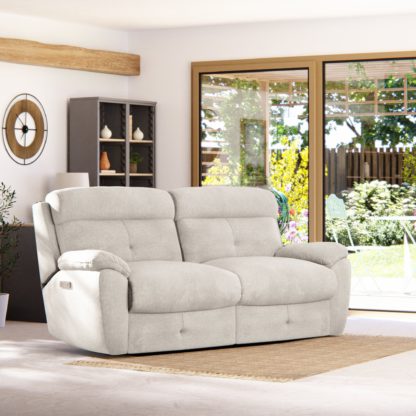 An Image of Abbotsbury 2 Seater Power Recliner Sofa Grey Chenille