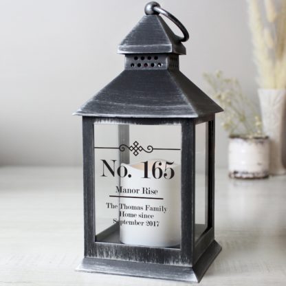 An Image of Personalised Elegant Diamond Rustic Black Lantern Black