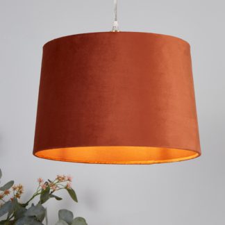 An Image of Velvet Drum Lamp Shade - 30cm - Burnt Orange