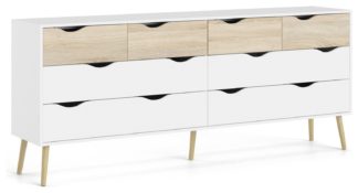 An Image of Tvilum Oslo 4+4 Drawer Chest - White and Oak