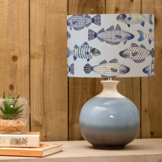 An Image of Neso Table Lamp with Cove Shade Cobalt Blue