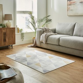 An Image of Geo Printed Washable Rug Ochre