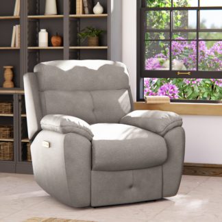 An Image of Abbotsbury Power Recliner Armchair Grey Chenille