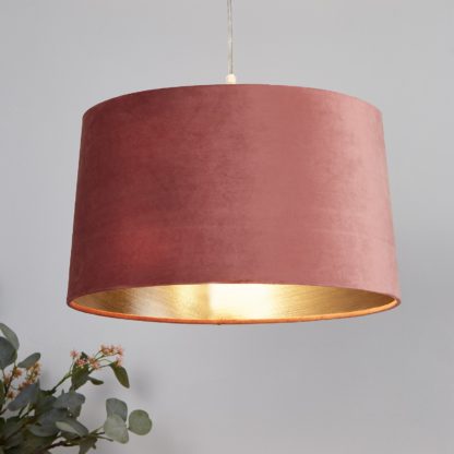 An Image of Velvet Drum Lamp Shade - 40cm - Rose