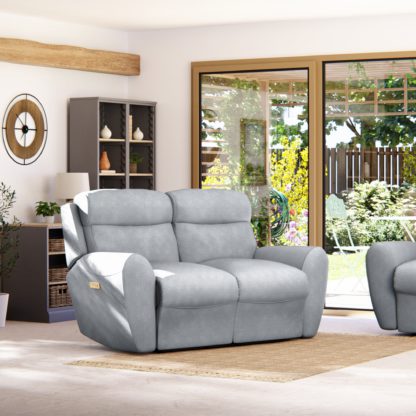 7c8587787d6dd0e0375c09c45cd88b8e22fb582cd38e3c54788919e7cbbaed79.jpg An Image of Wareham 2 Seater Power Recliner Sofa Chenille Sky