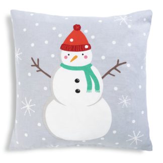 An Image of Habitat Snowman Print Cushion - Multicolour - 43x43cm