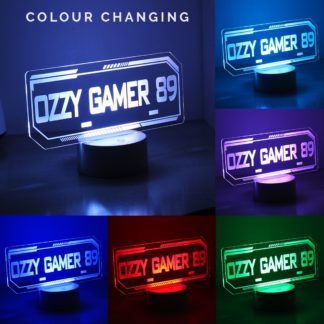 An Image of Personalised Gamer Tag Colour Changing Night LED Light White