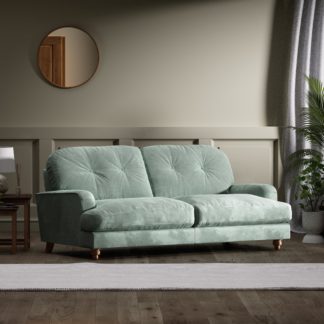 An Image of Martha Vintage Chenille 3 Seater Sofa Aqua