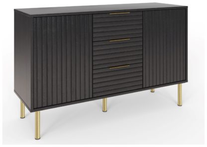 An Image of GFW Nervata 2 Door 3 Drawer Sideboard - Black