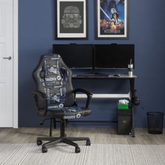 An Image of Disney - Star Wars - Computer Gaming Chair - Blue/Black - Faux Leather - Happy Beds