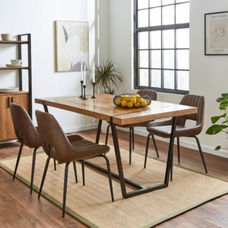 An Image of Rayner 6 Seater Rectangular Dining Table, Mango Wood Brown