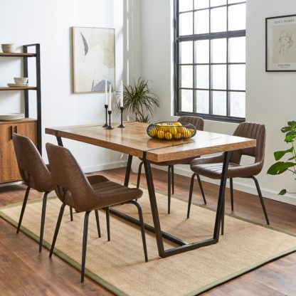 An Image of Rayner 6 Seater Rectangular Dining Table, Mango Wood Brown