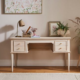 An Image of Anais Whitewash Storage Desk White