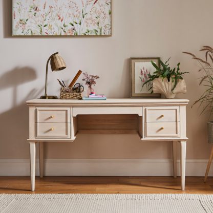 An Image of Anais Whitewash Storage Desk White