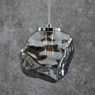 An Image of Shore Light Roxanne Glass Pendant Light - Smokegrey & Chrome