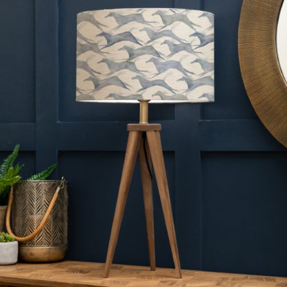 An Image of Aratus Tripod Table Lamp with Dakota Shade Dakota River Blue