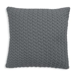 An Image of Habitat Plain Knitted Cushion - Charcoal - 50x50cm