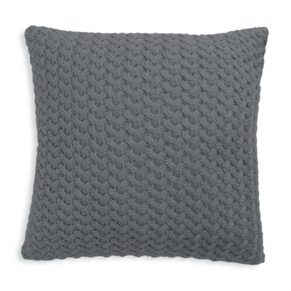 An Image of Habitat Plain Knitted Cushion - Charcoal - 50x50cm