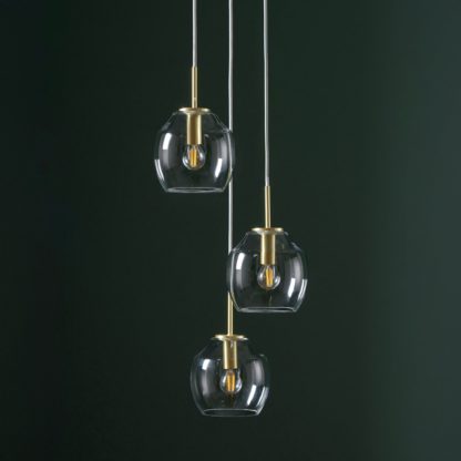 An Image of Shore Light Fabia Glass 3 Light Pendant Light - Gold