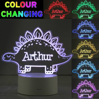 An Image of Personalised Dinosaur Colour Changing Night LED Light White