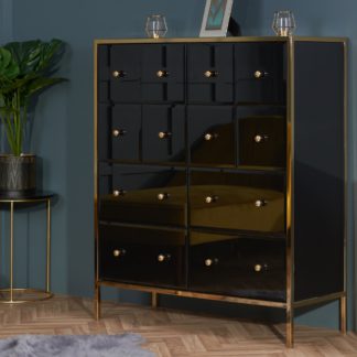 An Image of Fenwick - Merchant Chest - Black/Gold - Glass/Metal - Happy Beds