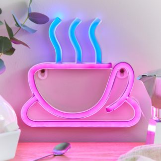 An Image of Coffee Cup Neon Sign Pink