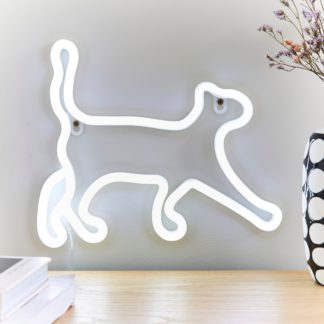 An Image of Cat Neon Sign White