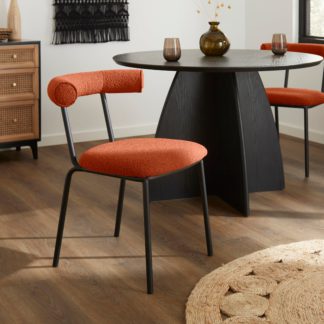An Image of Nadya Boucle Dining Chair Boucle Orange Umber
