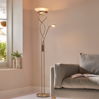 An Image of Vogue Lukas Mother & Child Metal Floor Lamp Chrome