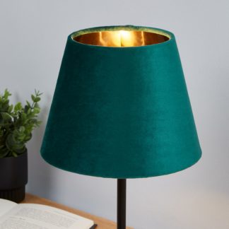 An Image of Velvet Drum Lamp Shade - 20cm - Emerald