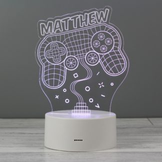 An Image of Personalised Name Gaming Colour Changing Night LED Light White