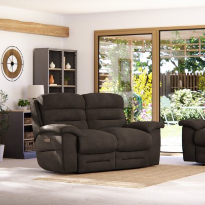 b3543aad6241480fb99533cc90ad999603861046cc906ffdcfea9ea62112c68b.jpg An Image of Lulworth 2 Seater Power Recliner Sofa Grey Chenille
