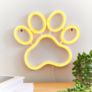 An Image of Paw Print Neon Sign Yellow