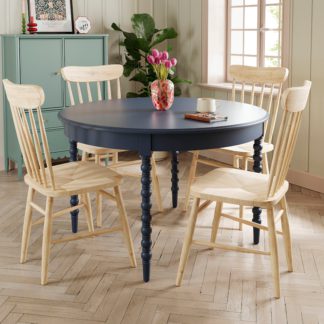 An Image of Pippin 4 Seater Round Dining Table, Navy Navy