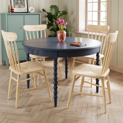An Image of Pippin 4 Seater Round Dining Table, Navy Navy
