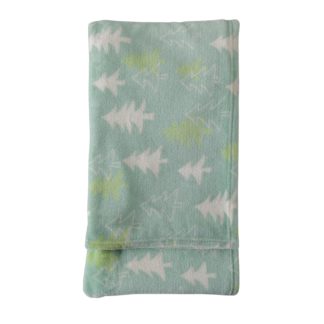 An Image of Green Christmas Tree Printed Fleece Throw Green