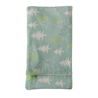 An Image of Green Christmas Tree Printed Fleece Throw Green