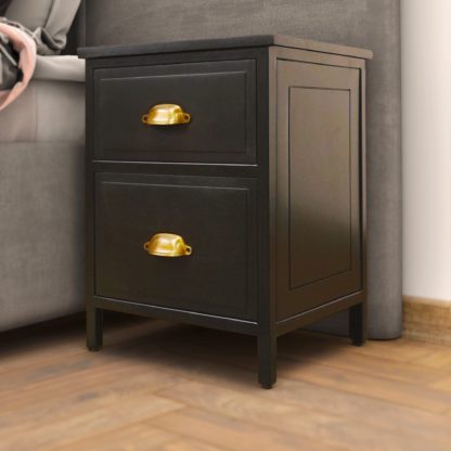 An Image of Fenway 2 Drawer Bedside Table Black