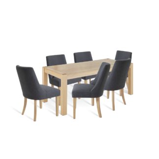 An Image of Habitat Alston Wood Dining Table & 6 Alec Charcoal Chairs