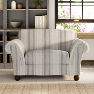 An Image of Angus Striped Linen Snuggle Chair Angus Soft Blue Stripe