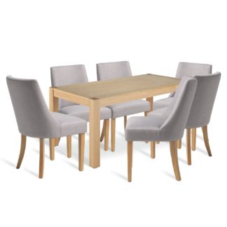 An Image of Habitat Alston Wood Dining Table & 6 Alec Grey Chairs