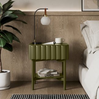 An Image of Alita 1 Drawer Bedside Table Green