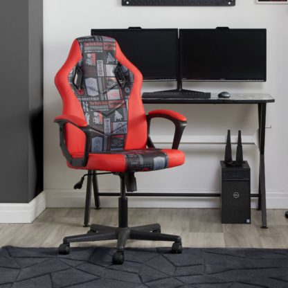 An Image of Disney - Star Wars - Computer Gaming Chair - Red/Black - Faux Leather - Happy Beds