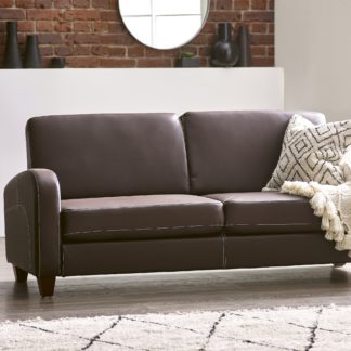 An Image of Vivo Faux Leather 3 Seater Sofa Brown