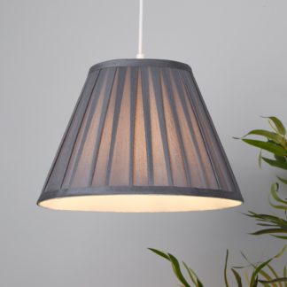 An Image of Raye Taper Pleat Silk Lamp Shade - 30cm - Charcoal